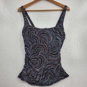 Athleta Square Neck Bra Cup Tankini Top 38 B/C Polka Dot Swim Top